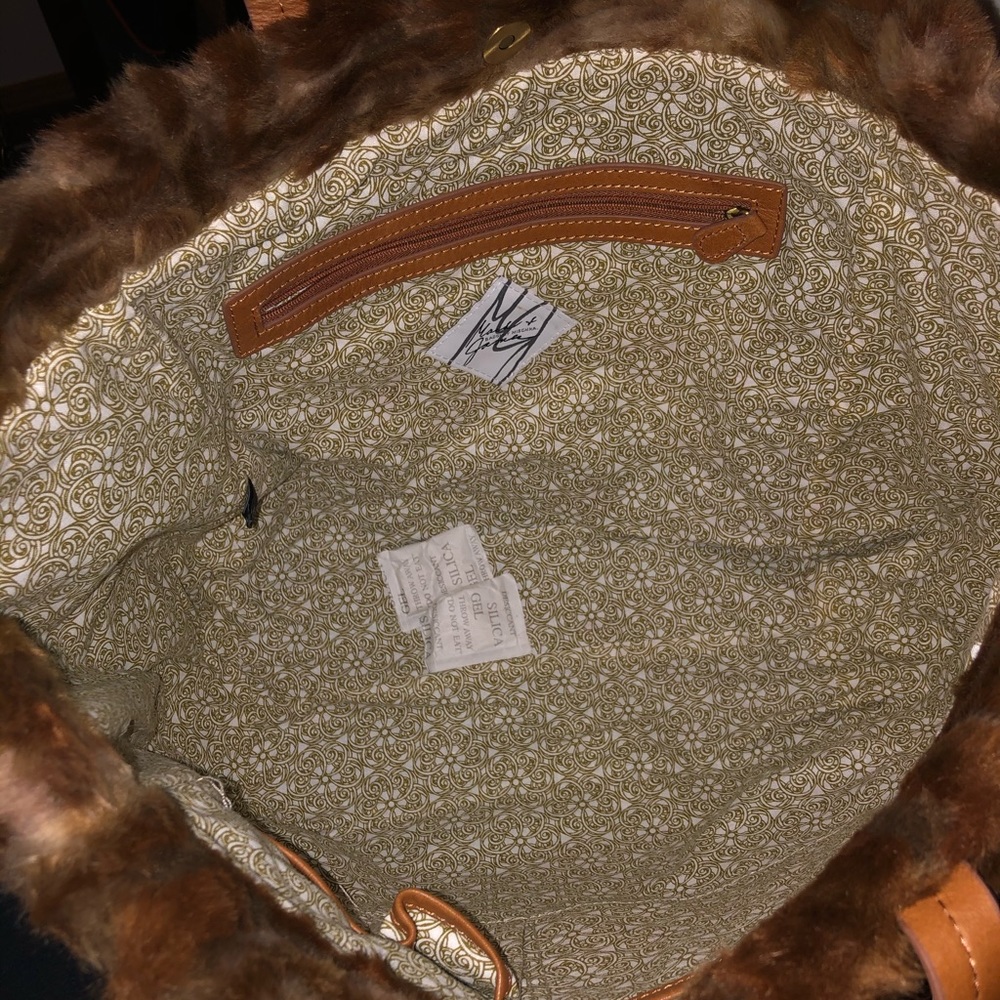 Badgley Mischka Brownish Fur Tote - Picture 3 of 4